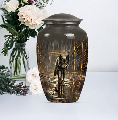 wolf urn  for cremation ashes