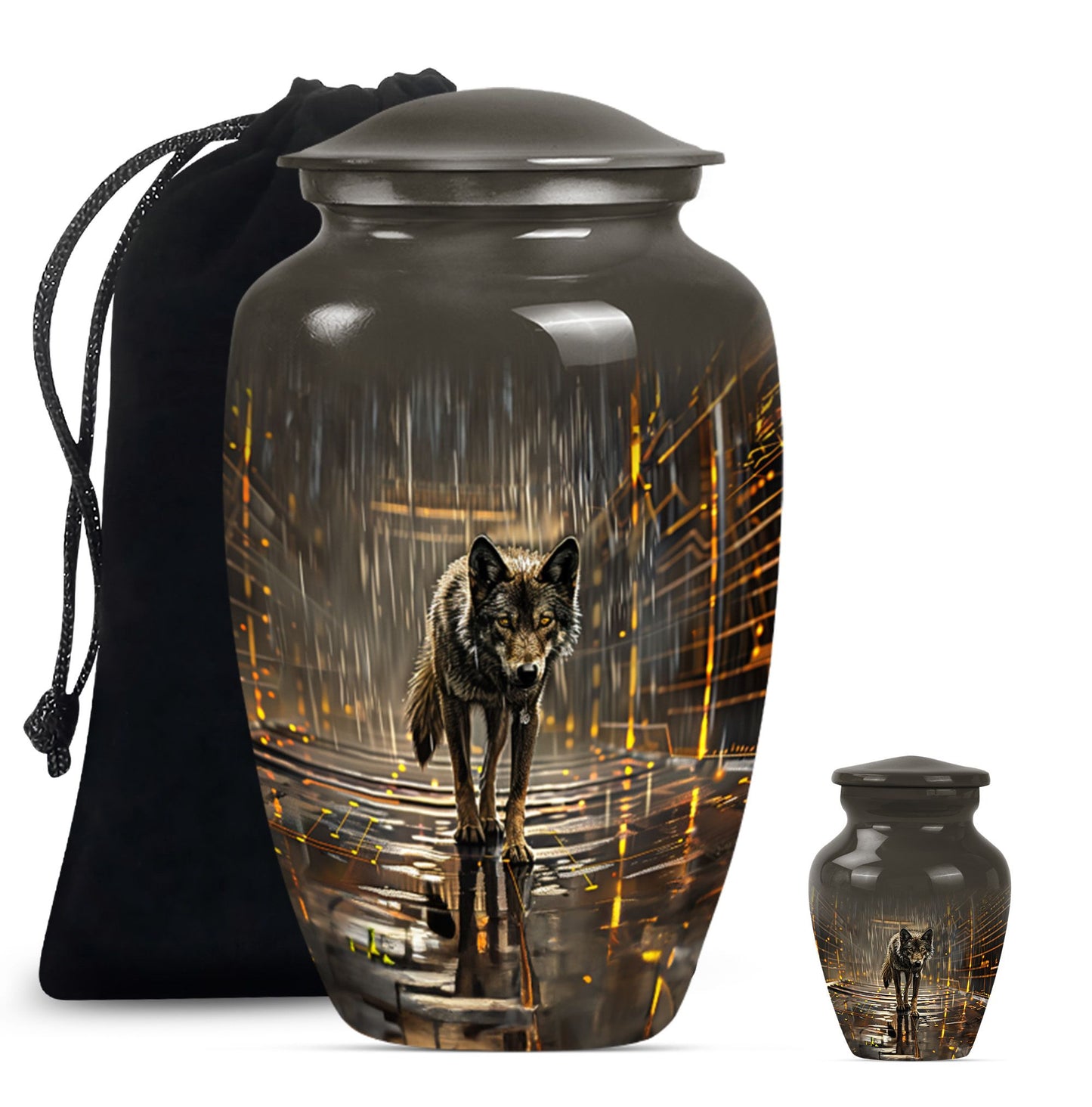 wolf urn  for cremation ashes