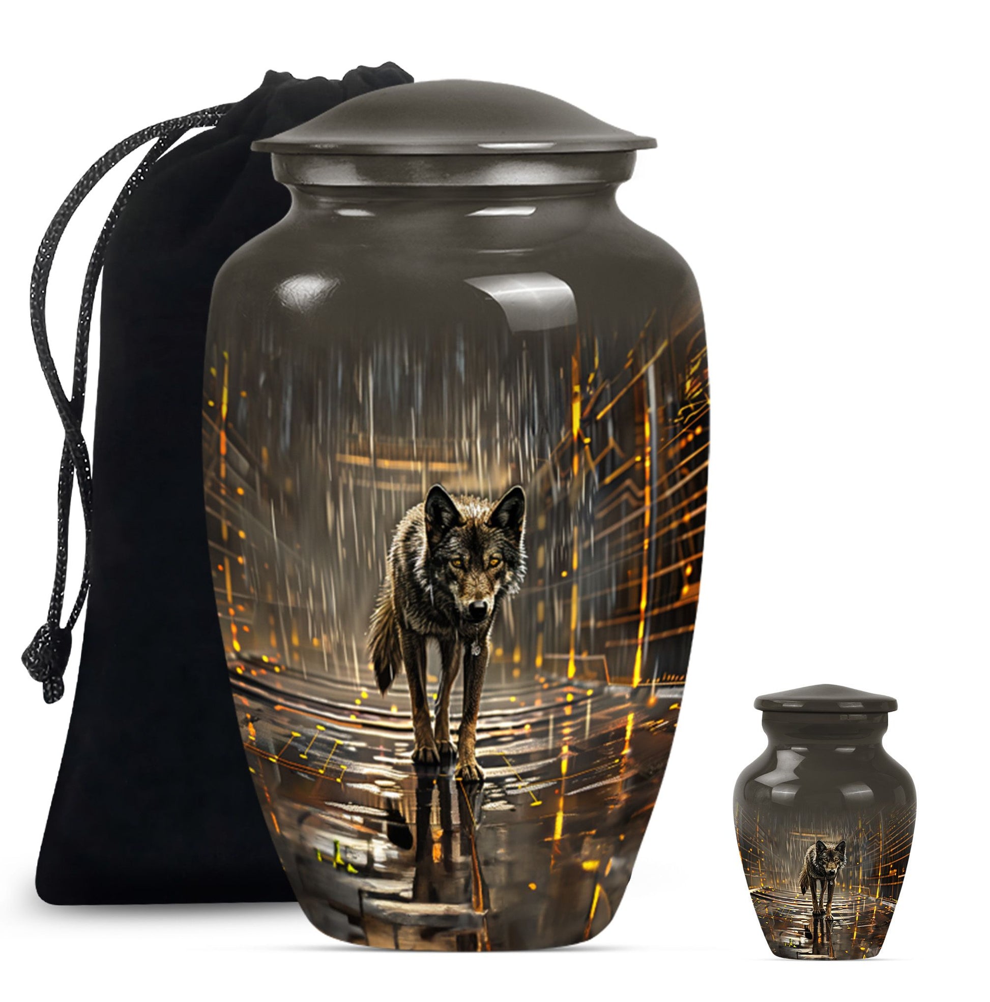 wolf urn  for cremation ashes