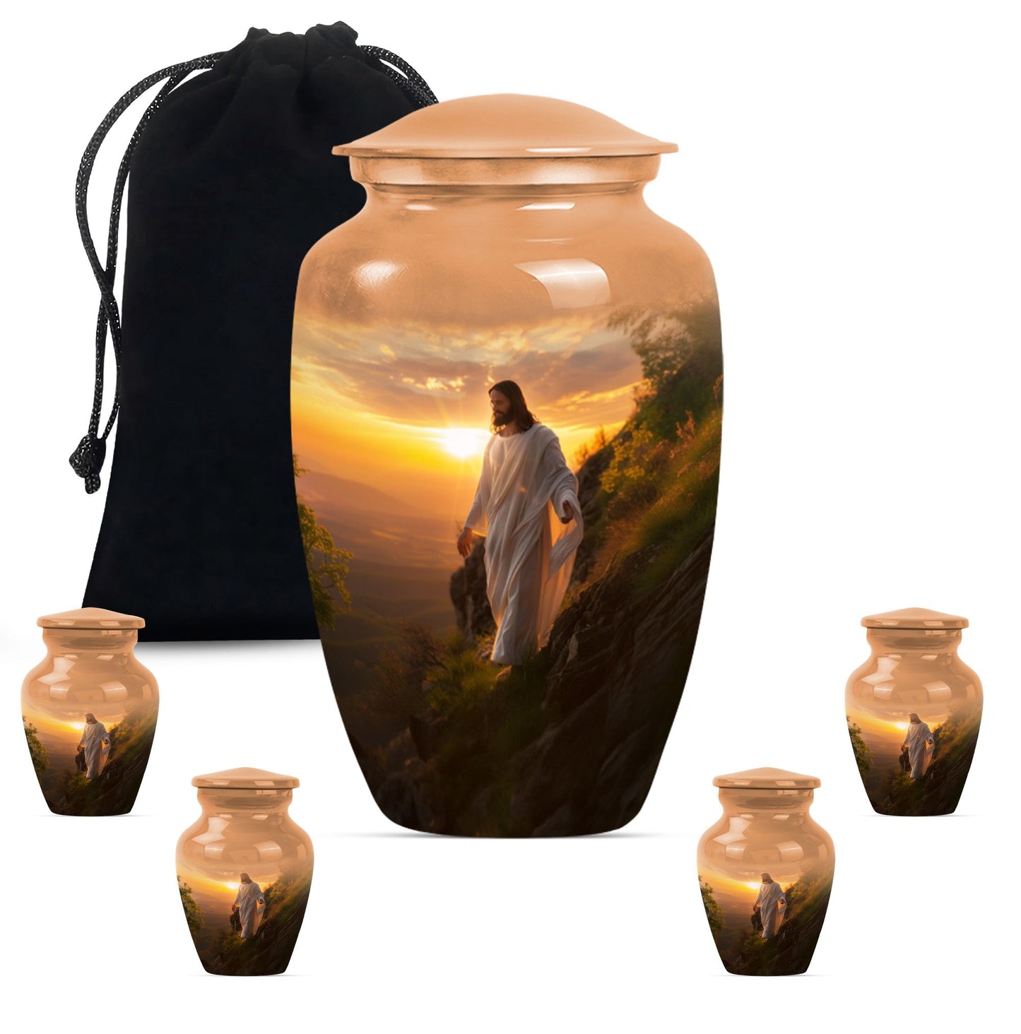Large 10 inch Jesus Urn, designed for adult ashes.