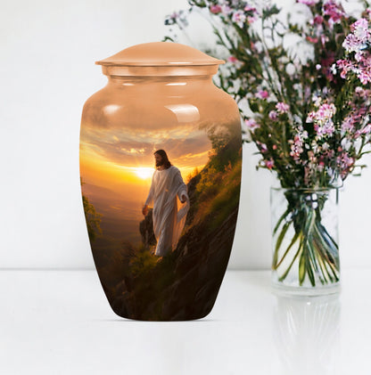 Large 10 inch Jesus Urn, designed for adult ashes.