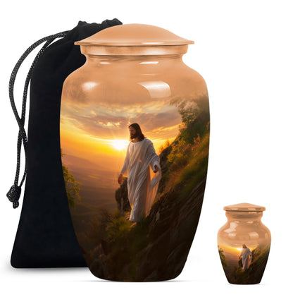 Large 10 inch Jesus Urn, designed for adult ashes.