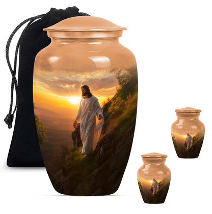 Large 10 inch Jesus Urn, designed for adult ashes.