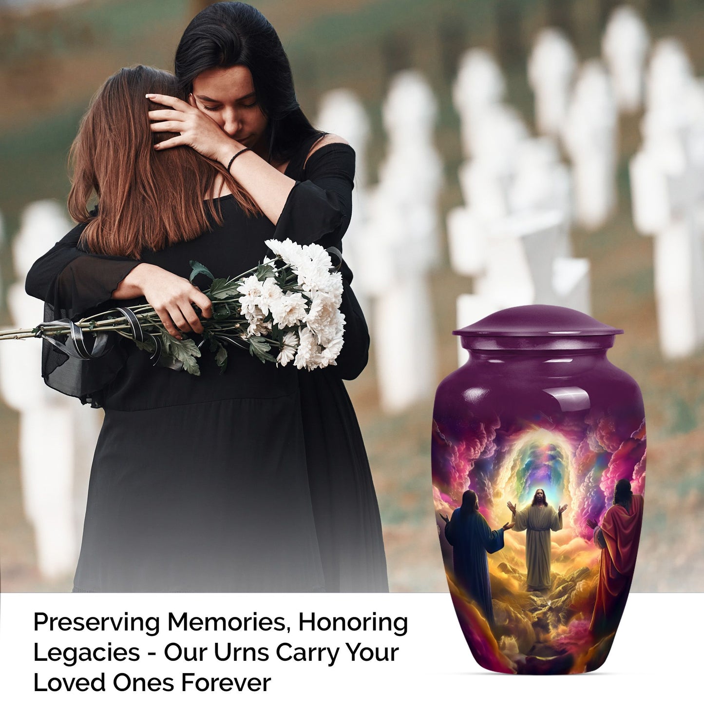Classic Jesus Urn, memorial urn for cremation ashes.