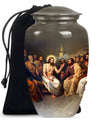 Jesus themed 10-inch aluminium cremation urn