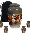 Jesus themed 10-inch aluminium cremation urn