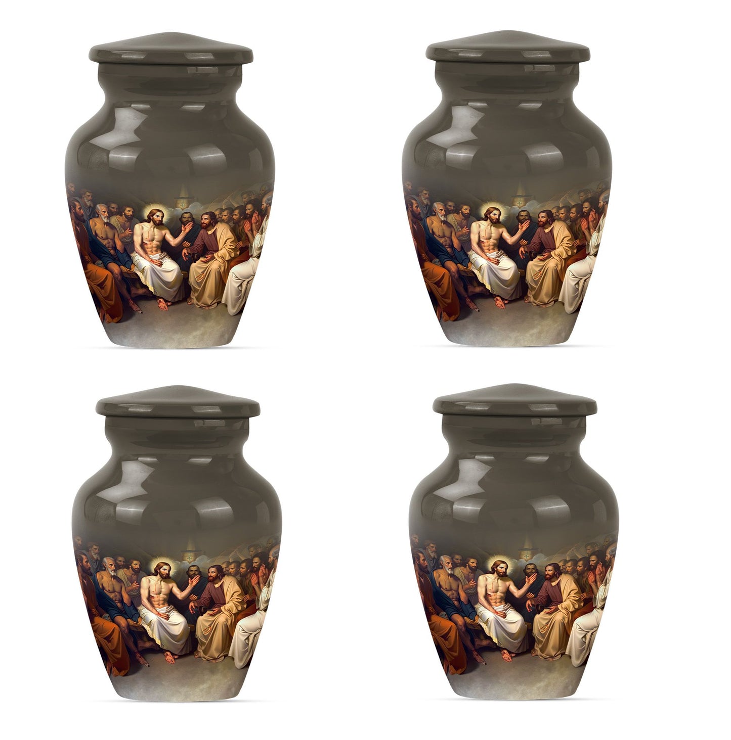 Jesus themed 10-inch aluminium cremation urn