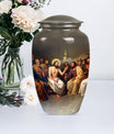 Jesus themed 10-inch aluminium cremation urn