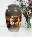 Jesus themed 10-inch aluminium cremation urn
