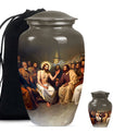 Jesus themed 10-inch aluminium cremation urn