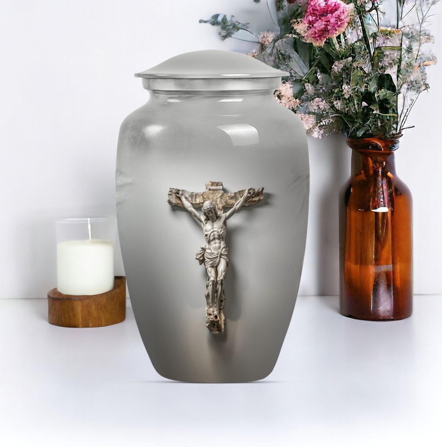 Jesus Urn made of aluminium.