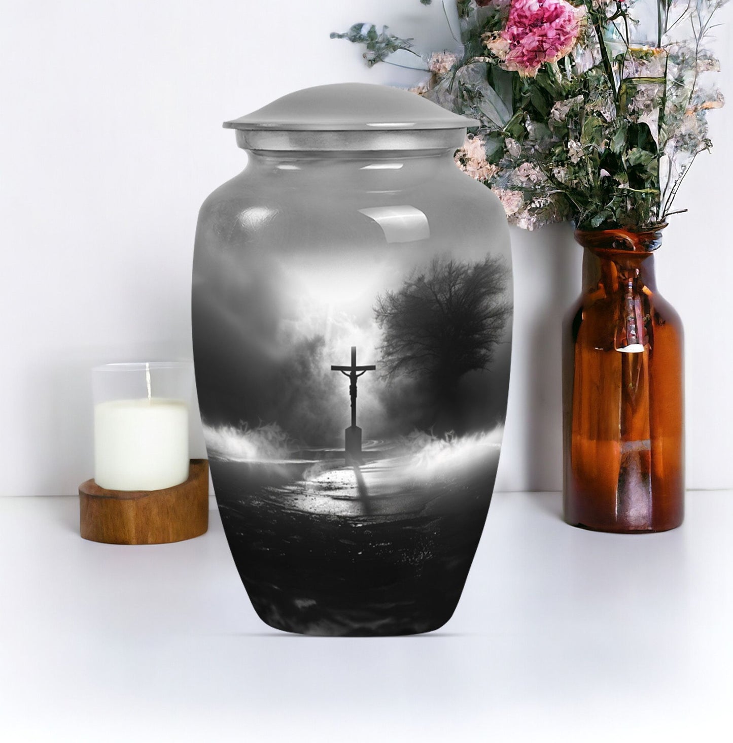 classic Jesus Urn, a large memorial adult urn for cremation