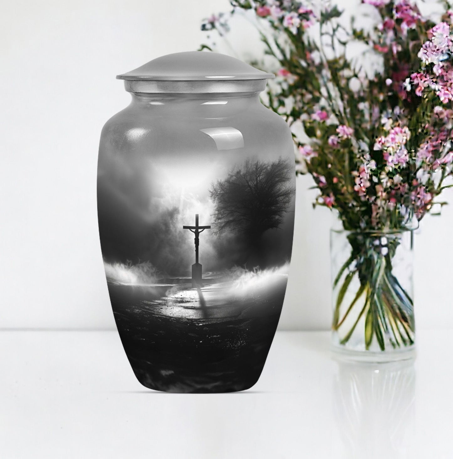 classic Jesus Urn, a large memorial adult urn for cremation