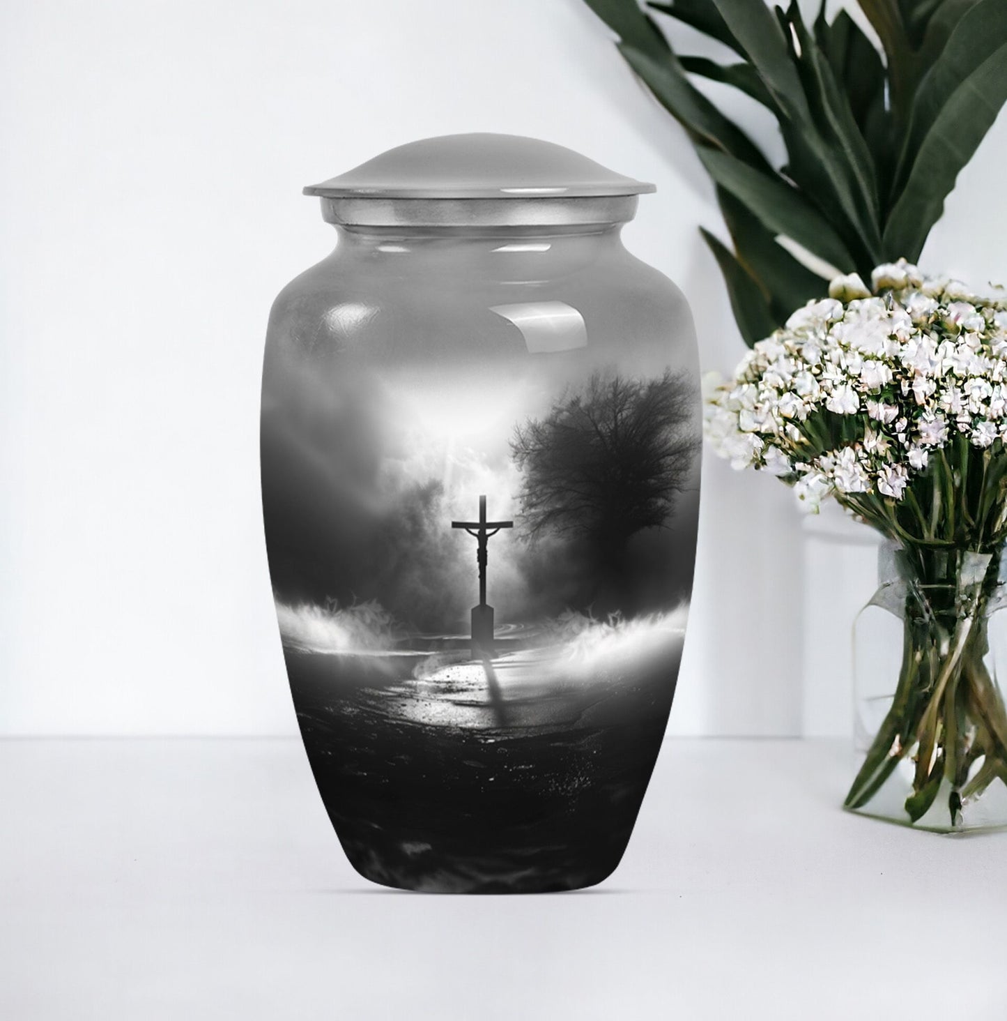 classic Jesus Urn, a large memorial adult urn for cremation