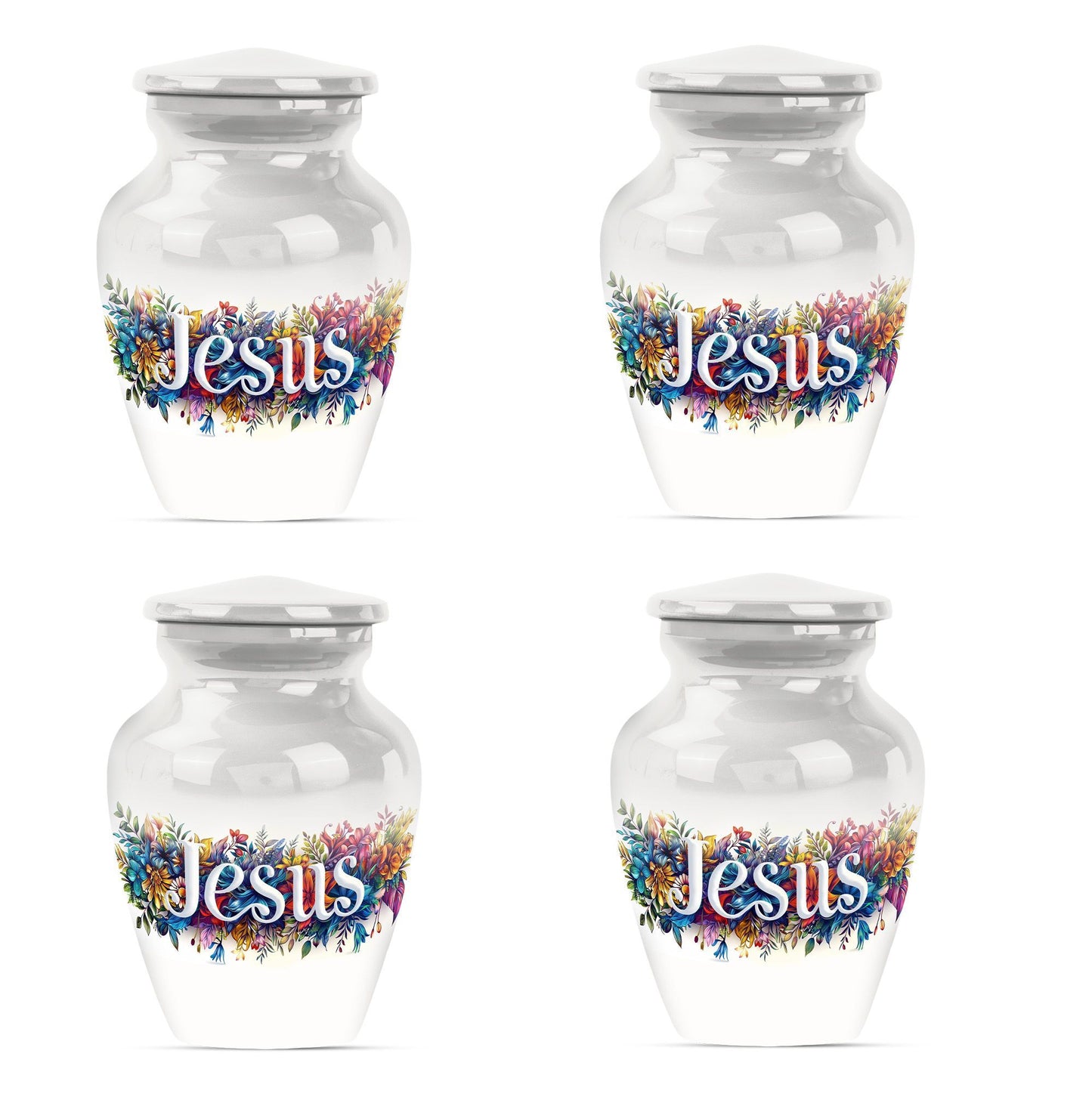 10-inch Jesus cremation adult urn with abstract theme.