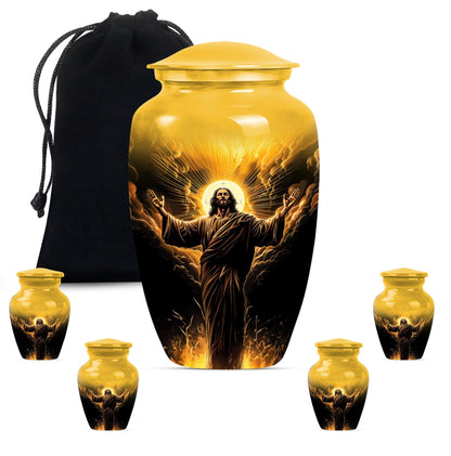 classic aluminum Jesus Urn for human ashes.