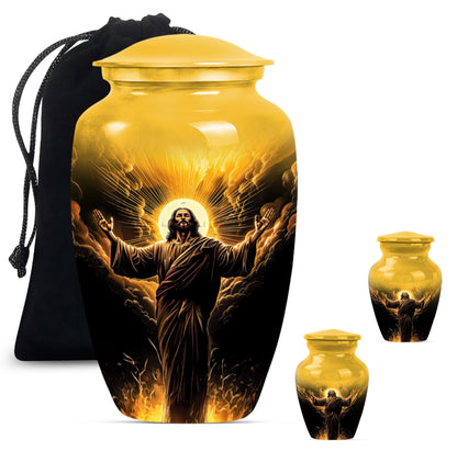 classic aluminum Jesus Urn for human ashes.