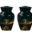 Classic Jesus-themed cremation urn for holding adult human ashes.