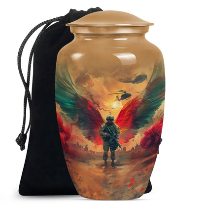 10 inch abstract aluminium military urn for cremation.
