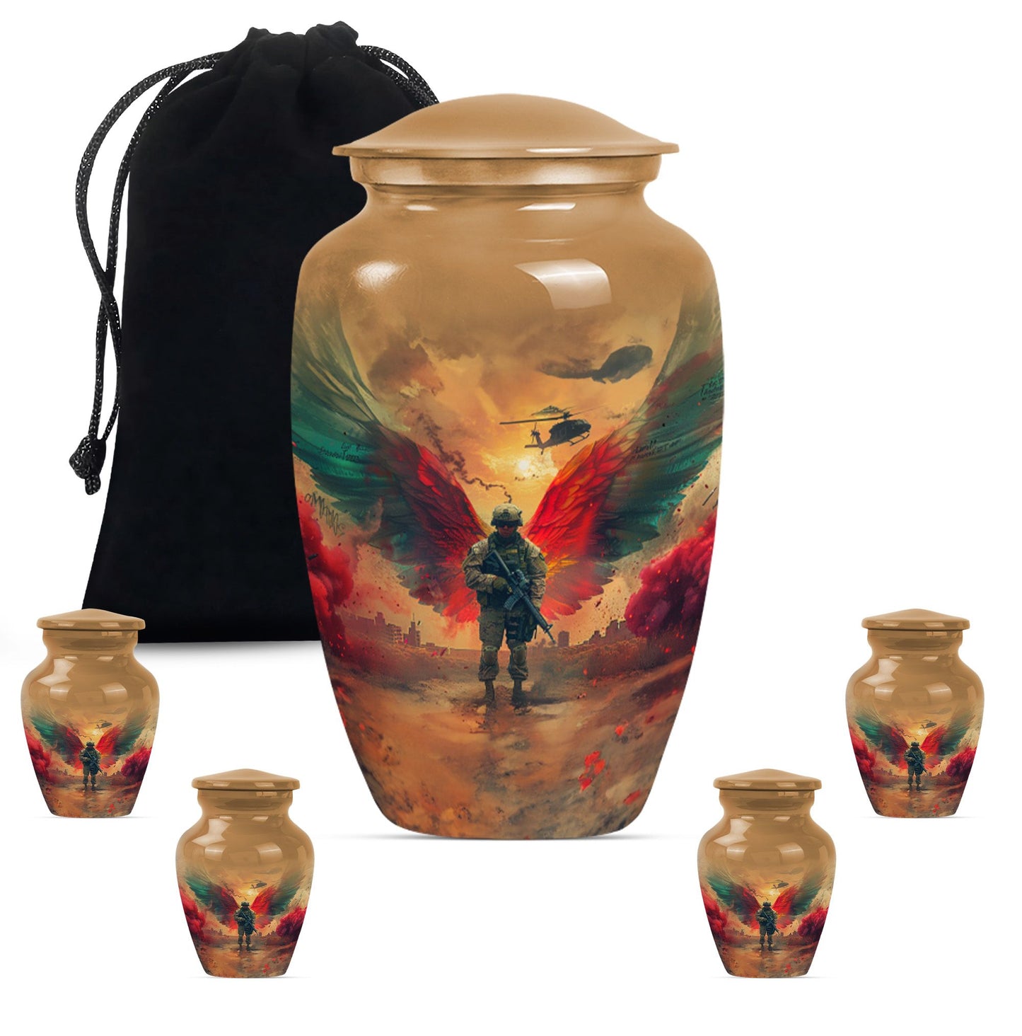 10 inch abstract aluminium military urn for cremation.