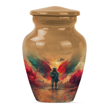 10 inch abstract aluminium military urn for cremation.