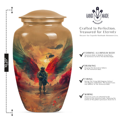 10 inch abstract aluminium military urn for cremation.