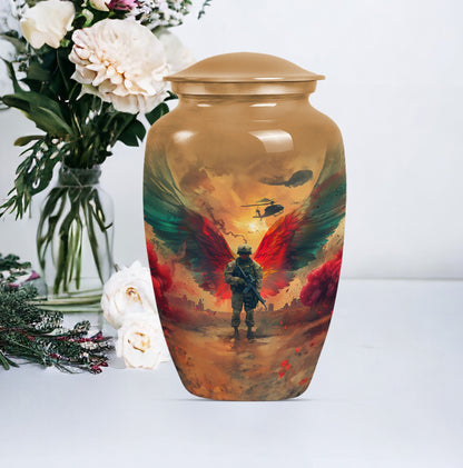 10 inch abstract aluminium military urn for cremation.