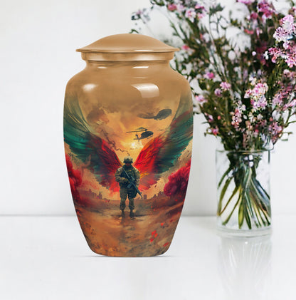 10 inch abstract aluminium military urn for cremation.