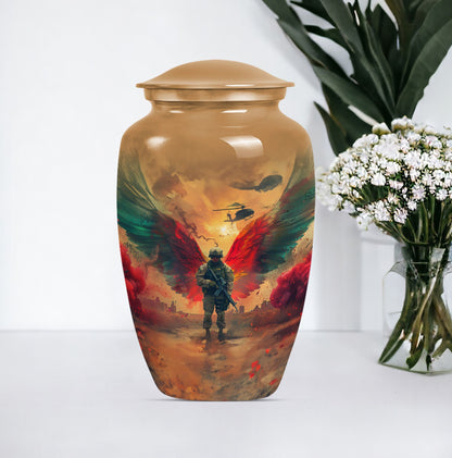 10 inch abstract aluminium military urn for cremation.