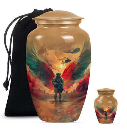 10 inch abstract aluminium military urn for cremation.