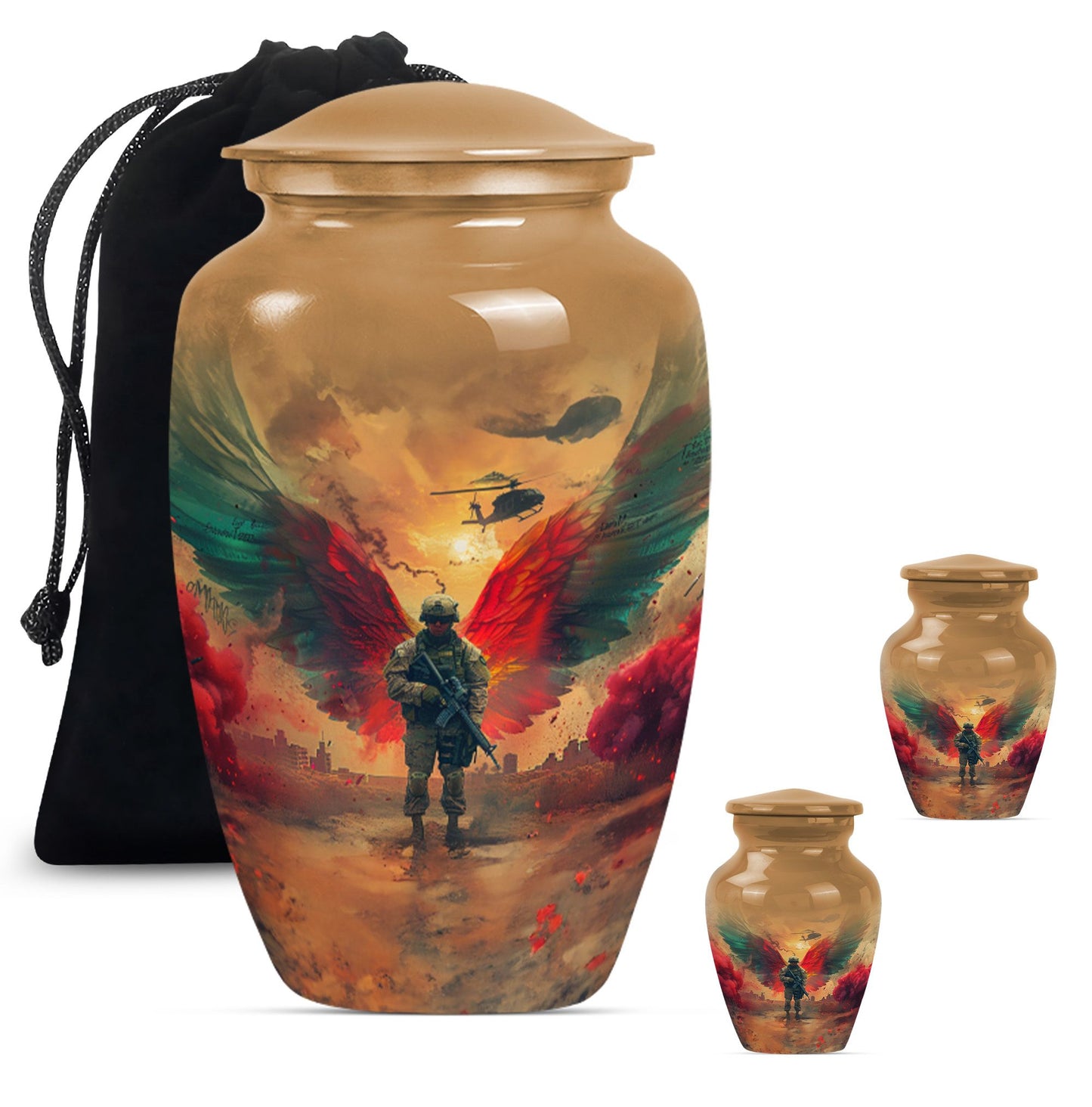 10 inch abstract aluminium military urn for cremation.