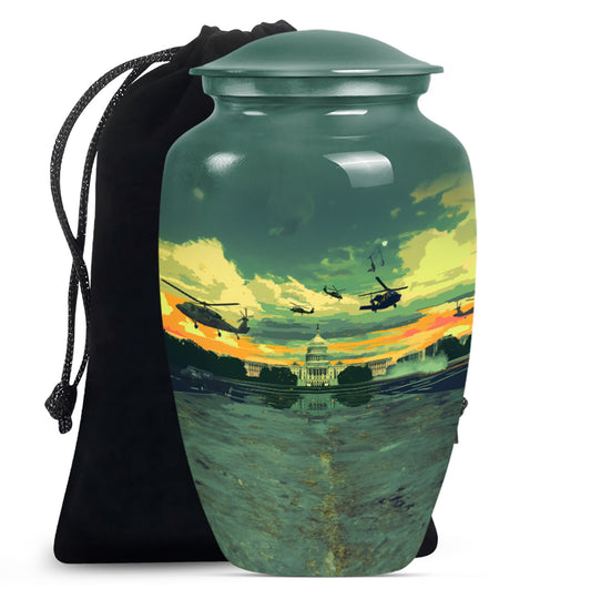 10-inch military urn, memorial adult urn for human ashes.