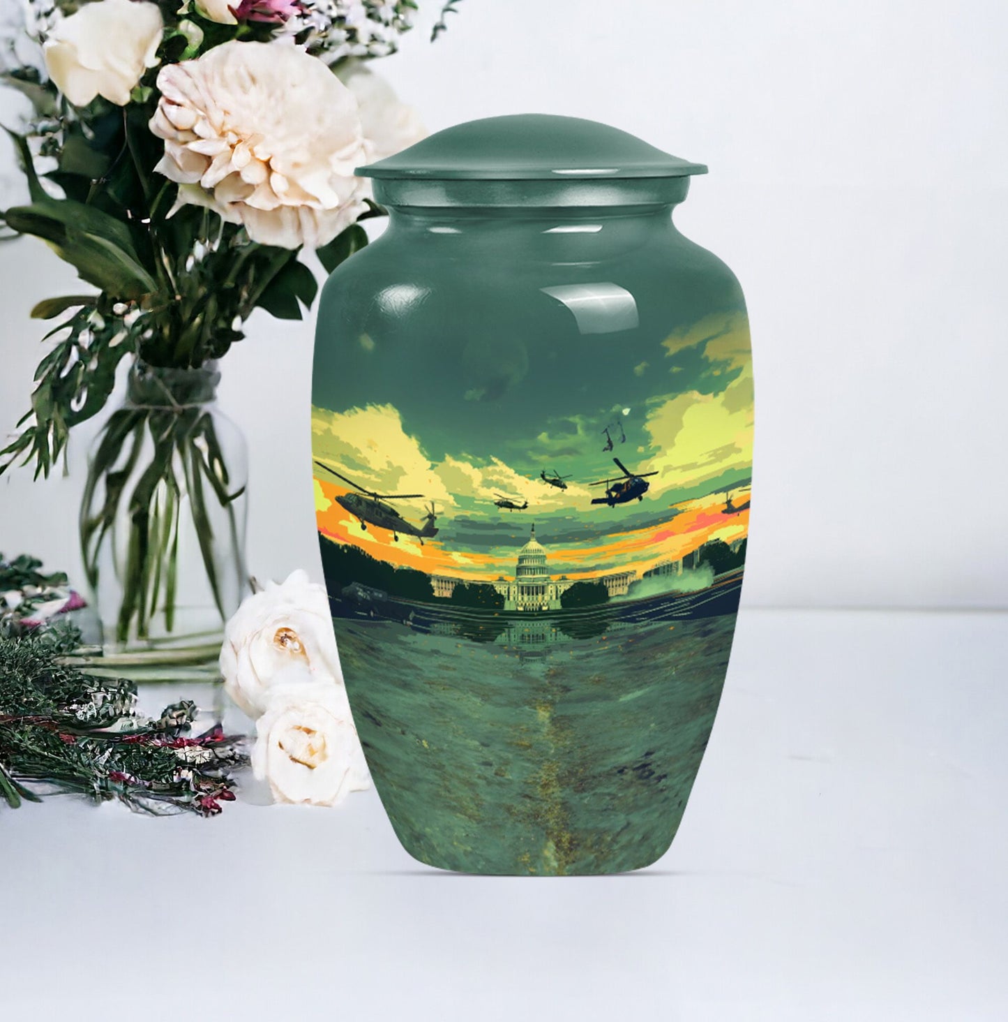 10-inch military urn, memorial adult urn for human ashes.