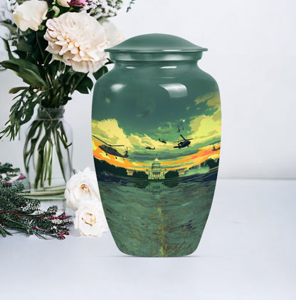 10-inch military urn, memorial adult urn for human ashes.