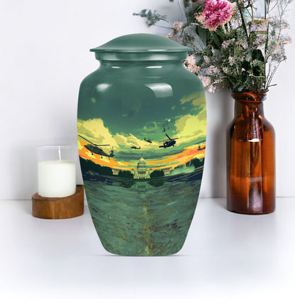 10-inch military urn, memorial adult urn for human ashes.