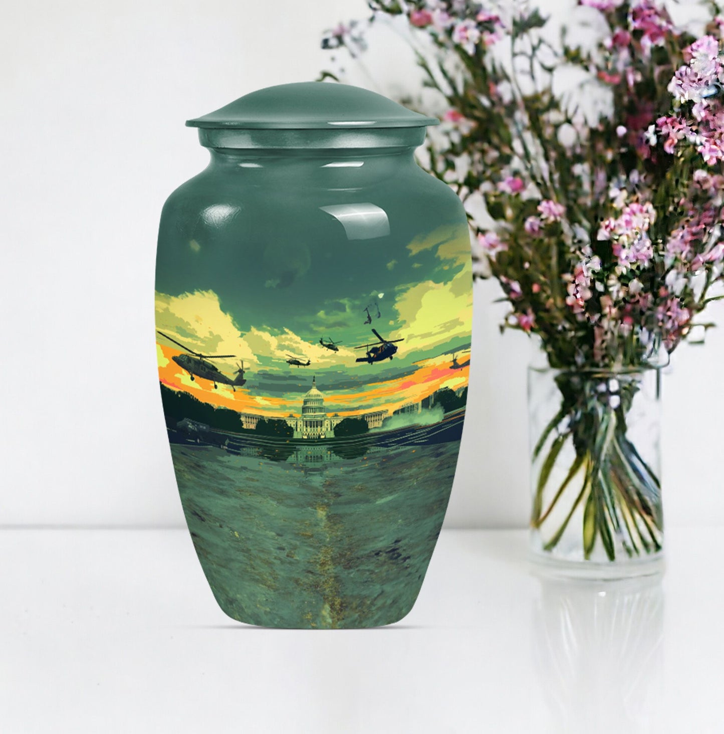 10-inch military urn, memorial adult urn for human ashes.