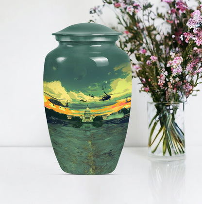 10-inch military urn, memorial adult urn for human ashes.