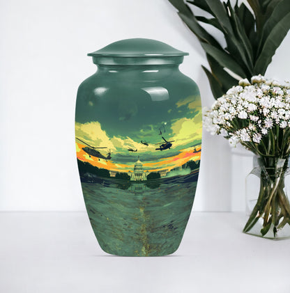 10-inch military urn, memorial adult urn for human ashes.