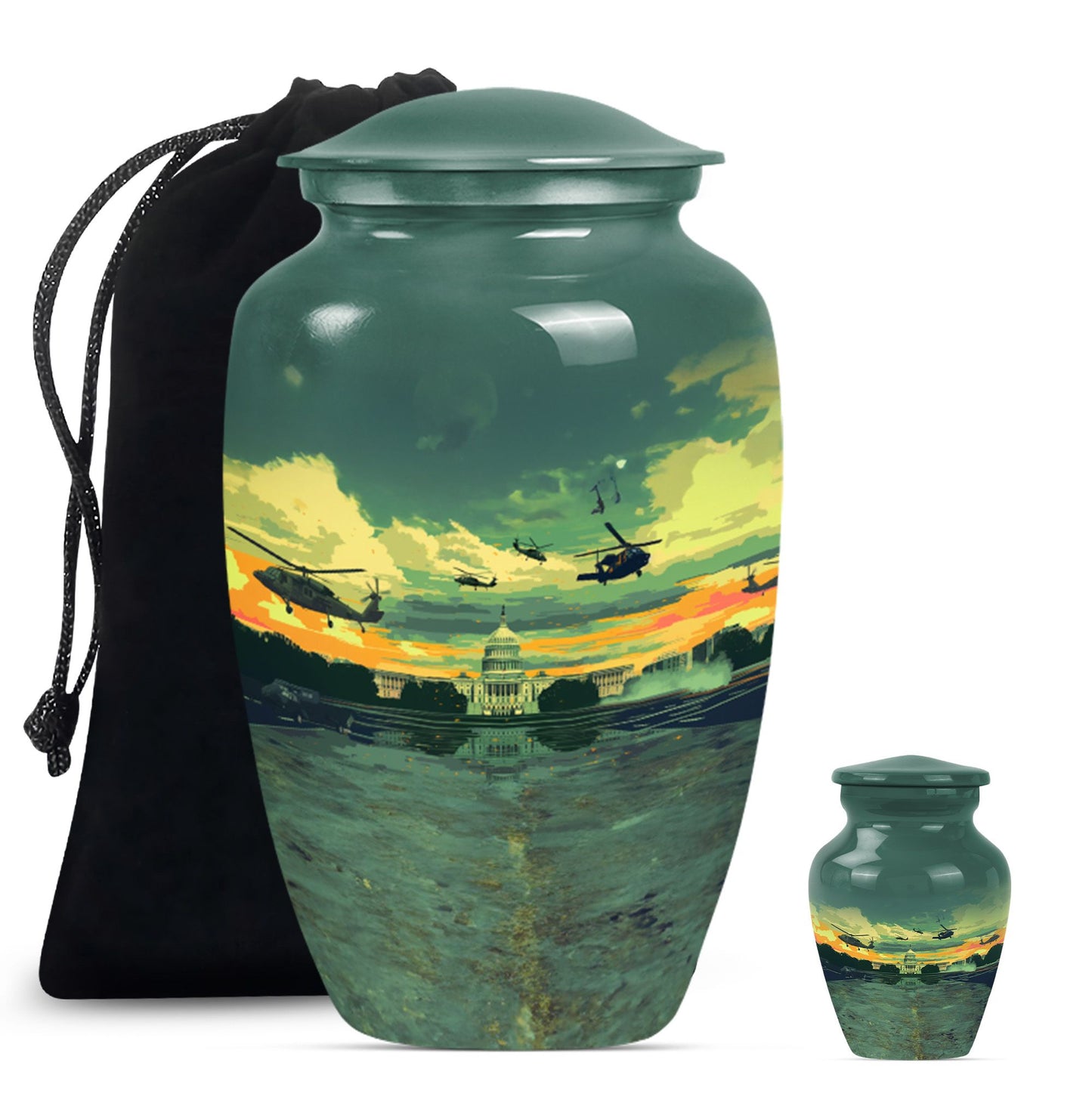 10-inch military urn, memorial adult urn for human ashes.