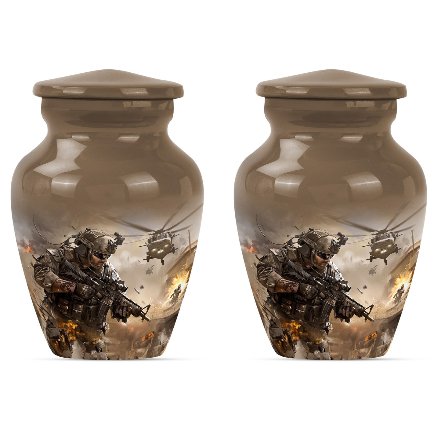 Personalized Military Memorial Urn for Women - 10-inch, 200 cu in - Yatskia
