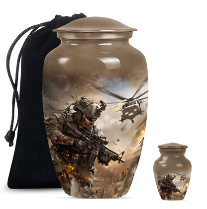 Personalized Military Memorial Urn for Women - 10-inch, 200 cu in - Yatskia
