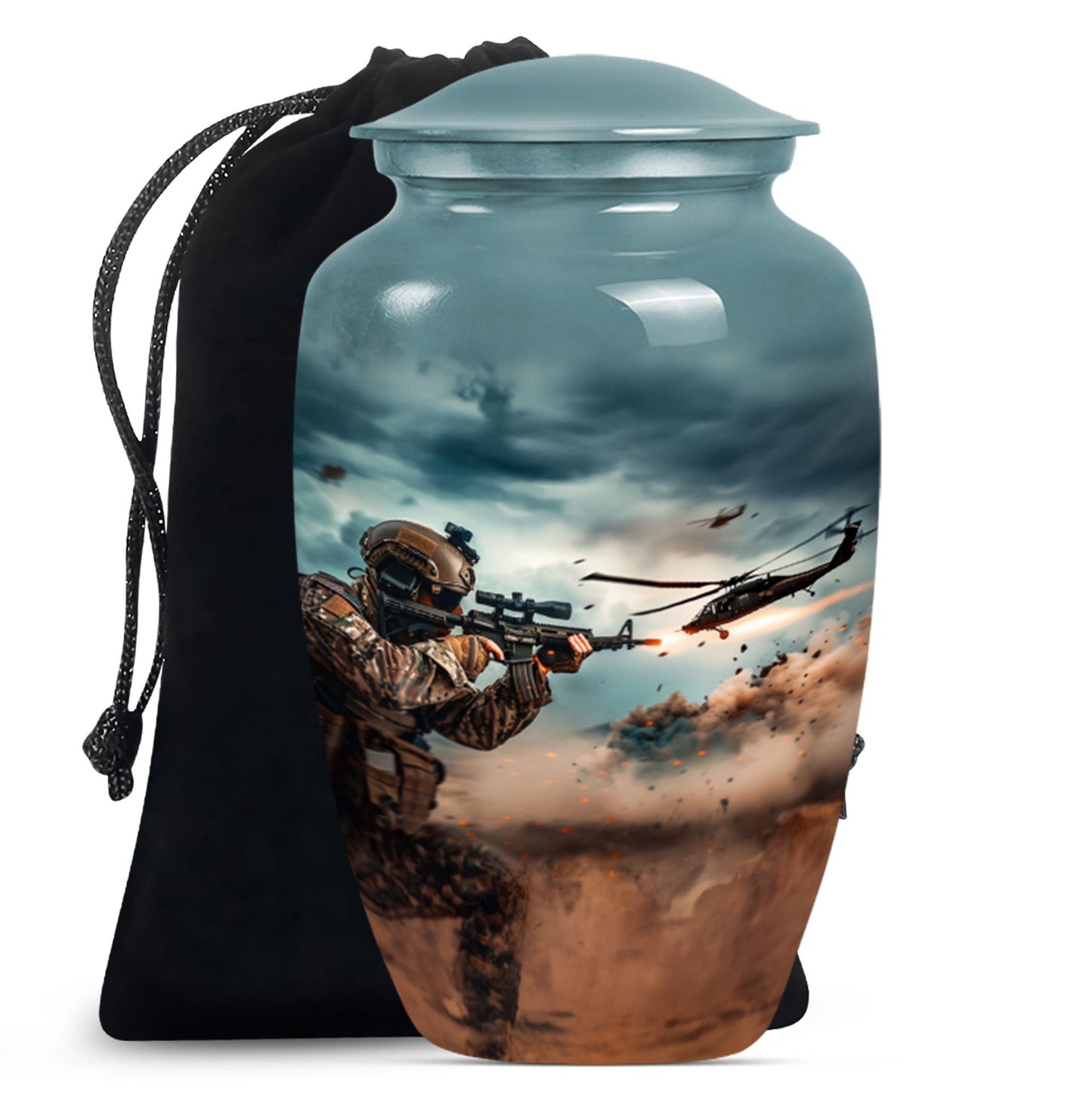 Classic 10 inch military urn for human ashes, suitable for personal engraving