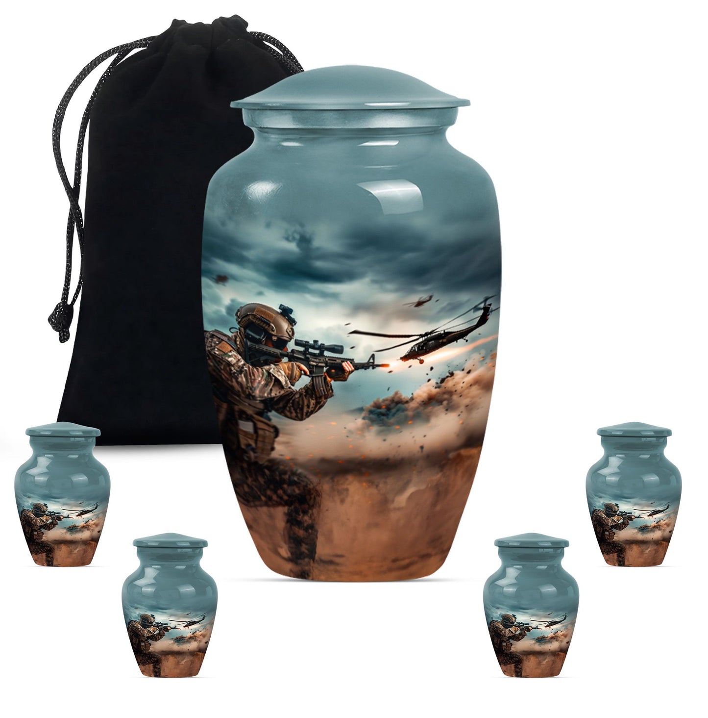 Classic 10 inch military urn for human ashes, suitable for personal engraving