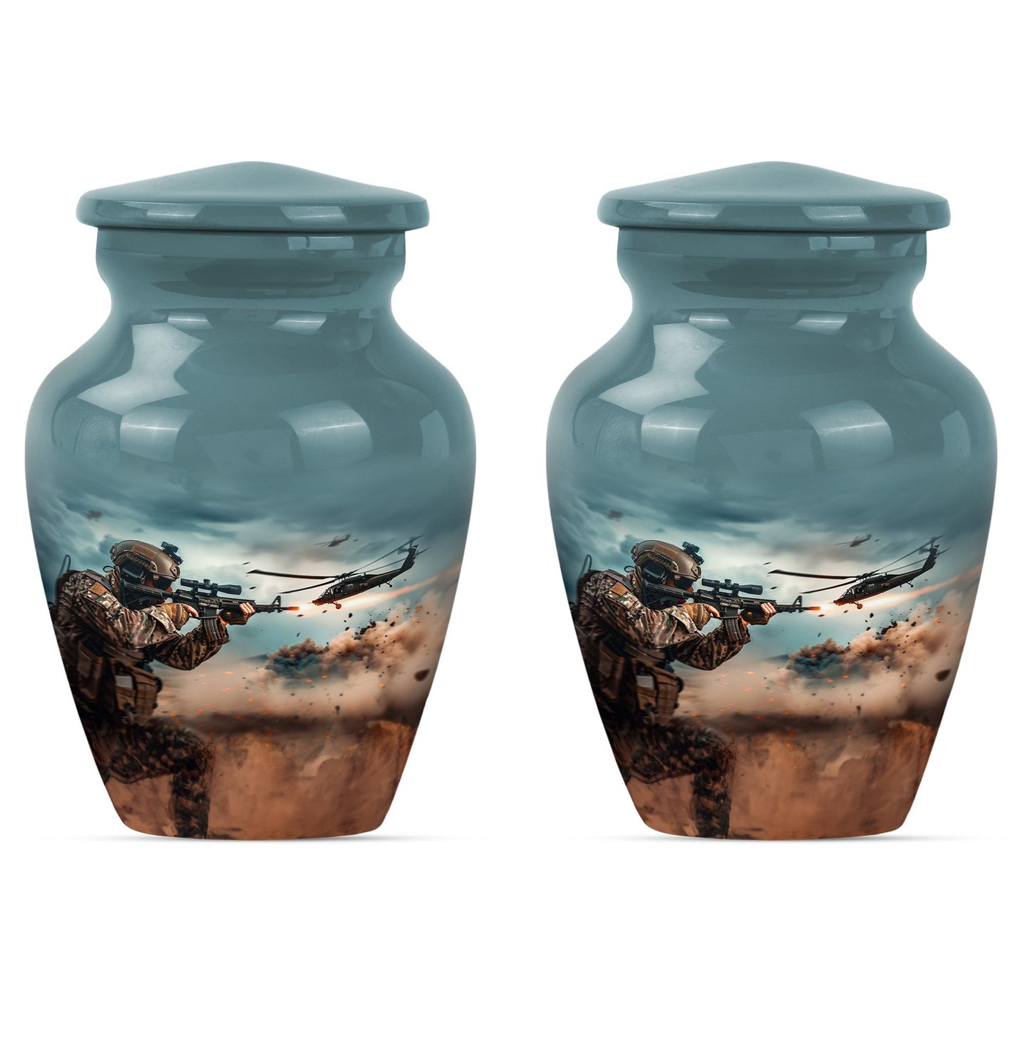 Classic 10 inch military urn for human ashes, suitable for personal engraving