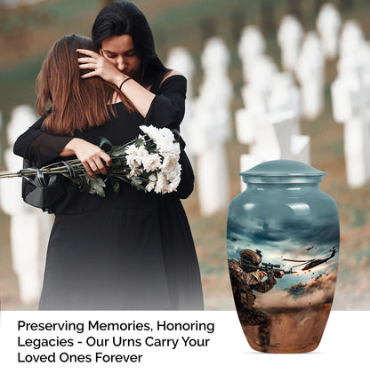 Classic 10 inch military urn for human ashes, suitable for personal engraving