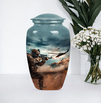 Classic 10 inch military urn for human ashes, suitable for personal engraving