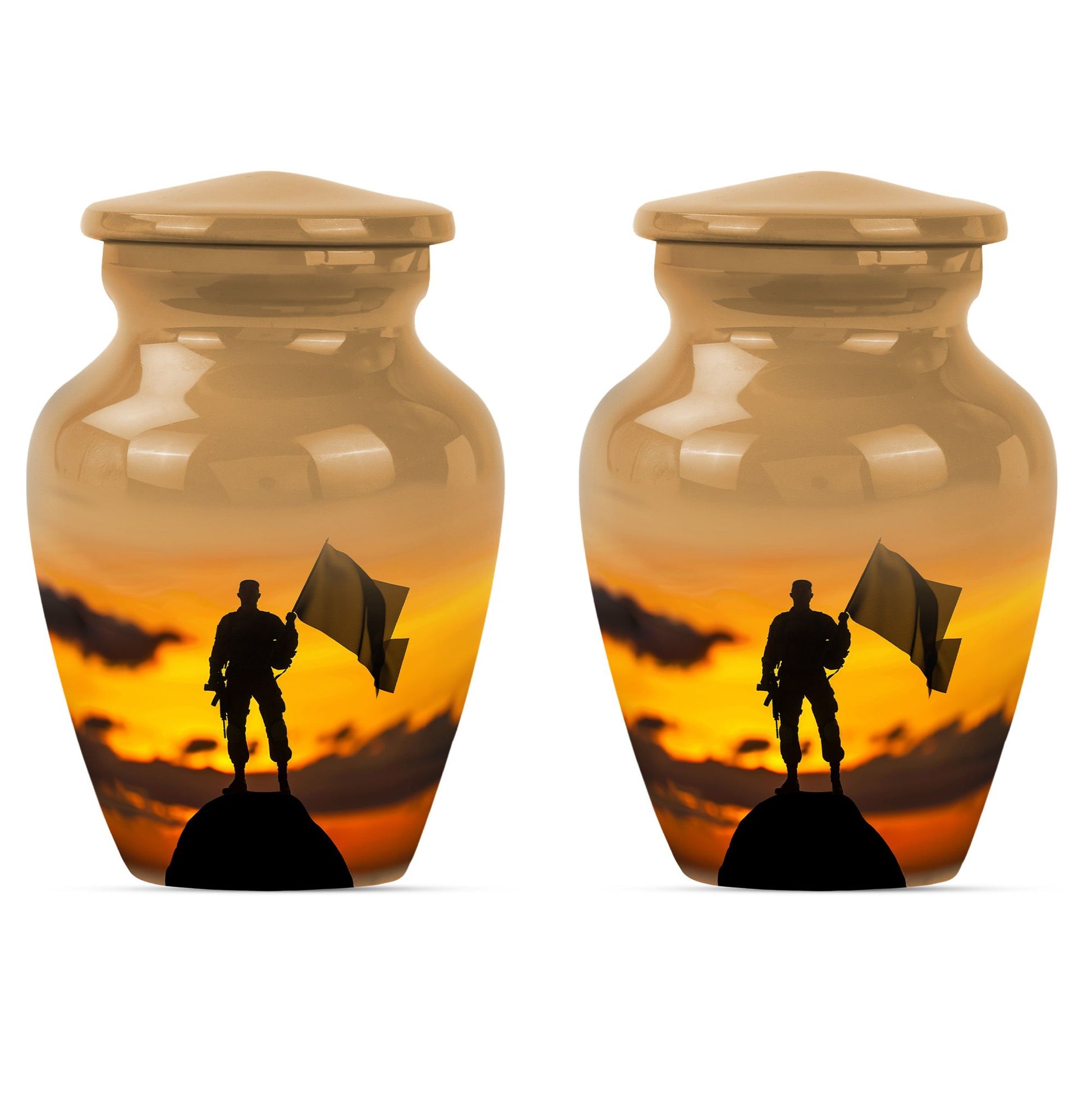 Soldier With Flag Cremation Urn - Urns To Honor Country Heroe's Ashes
