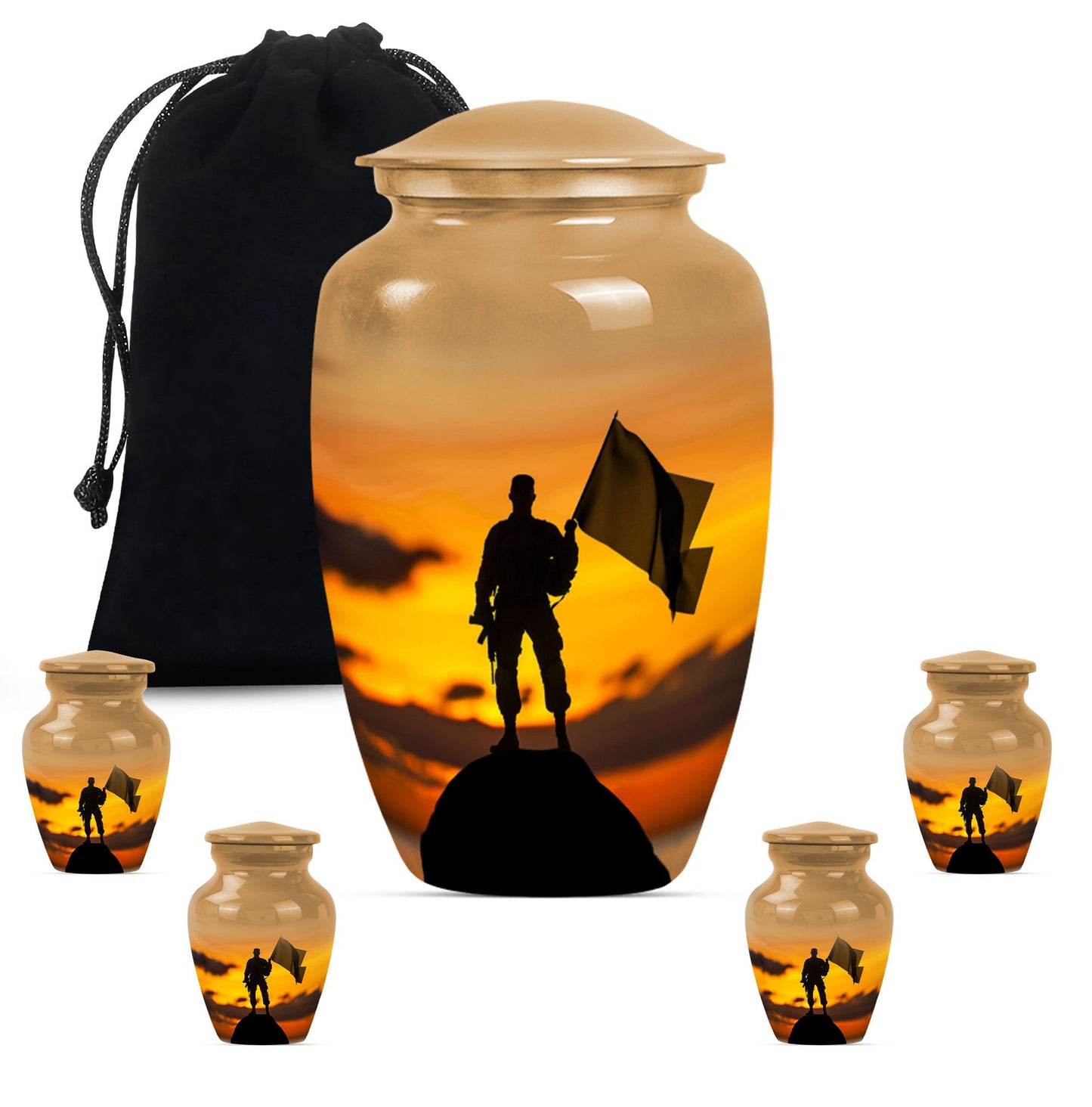 Personalized Military Cremation Urn for Human Ashes - 10-inch, 200 cu in - Yatskia