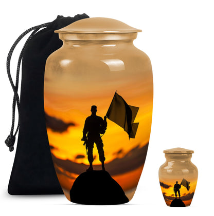 Personalized Military Cremation Urn for Human Ashes - 10-inch, 200 cu in - Yatskia