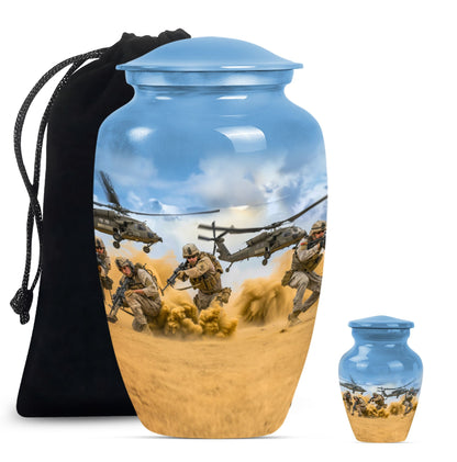 Personalized Military Keepsake Urn for Human Ashes - 10-inch, 200 cu in - Yatskia